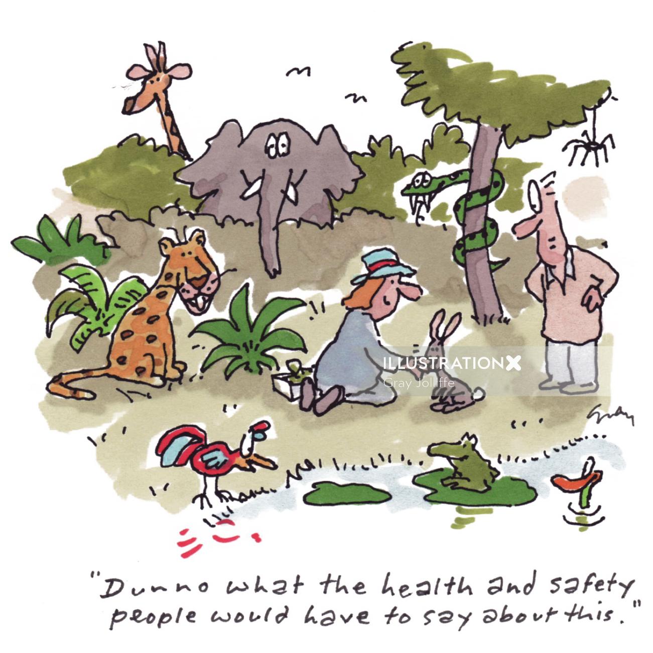 Ilustração da natureza da saúde e segurança dos animais
