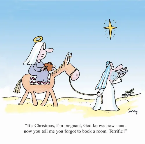 Mary Joseph and donkey - An illustration by Gray Jolliffe