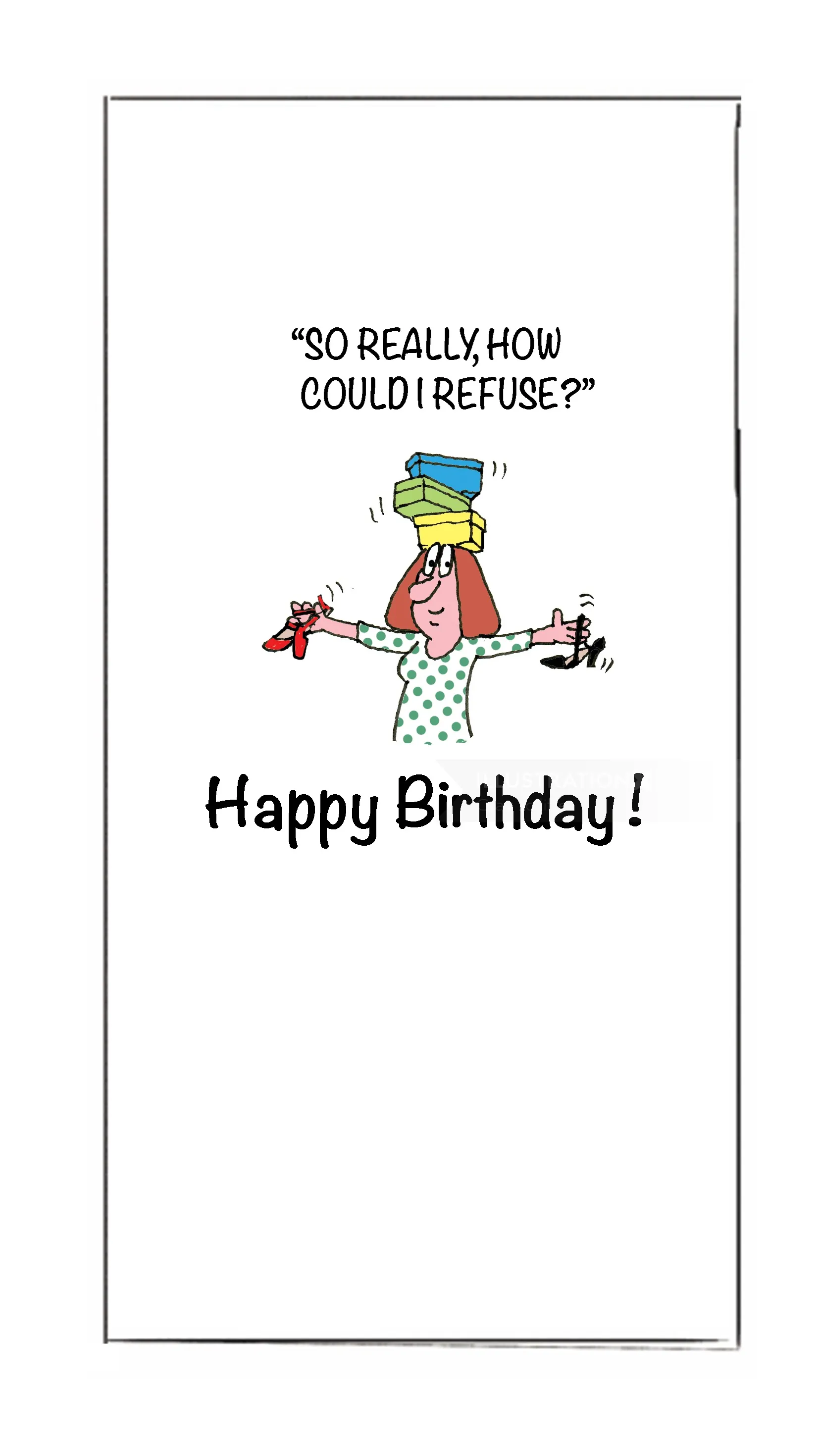Cartoon woman refusing drink saying 'So really how could I refuse?' by Gray Jolliffe