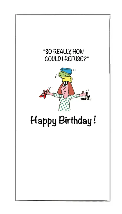 Cartoon woman refusing drink saying 'So really how could I refuse?' by Gray Jolliffe