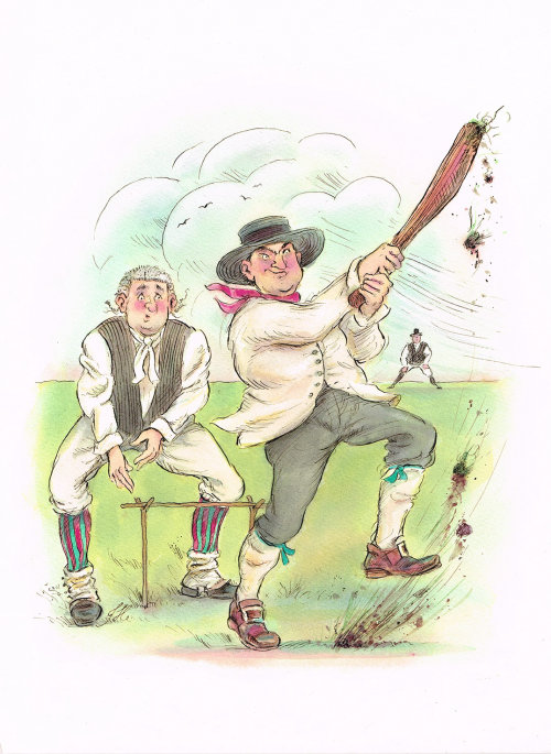 Desenhos animados e humor jogando beisebol