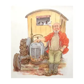 Cartoon & Humour man with tractor