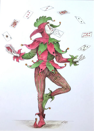 Joker de dessin animé et d&#39;humour avec des cartes