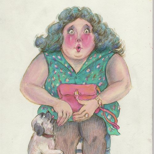 Cartoon & Humour fat woman sitting