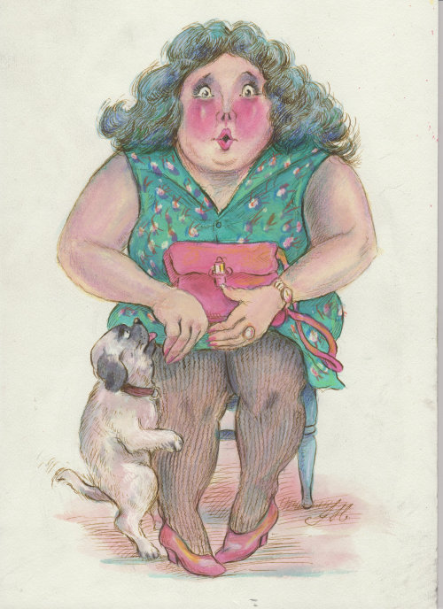Cartoon & Humour fat woman sitting