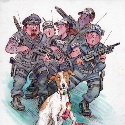Cartoon & Humour dog with soldiers