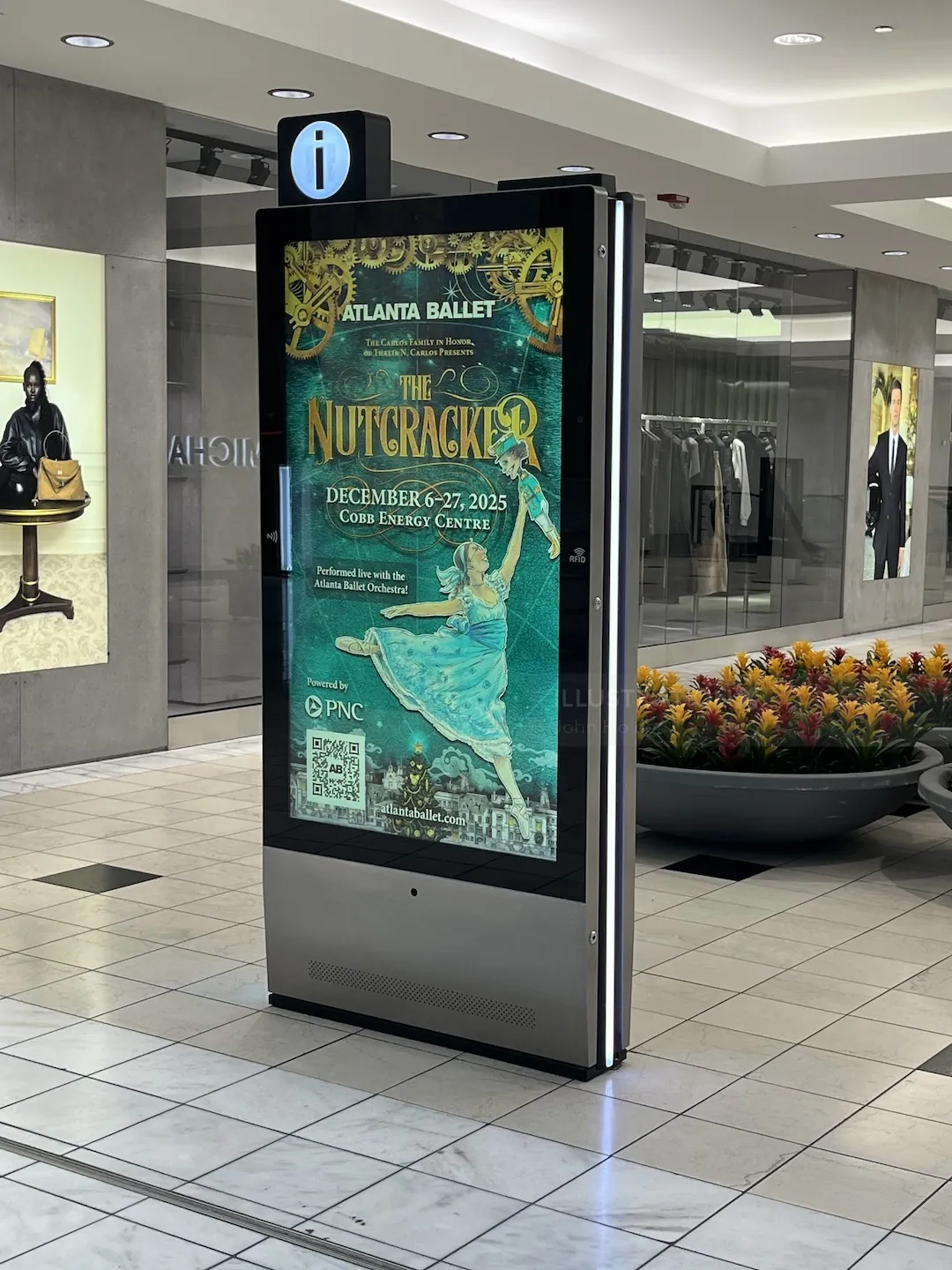 Digital advertisement for Atlanta Ballet Nutcracker in shopping mall by John Holder