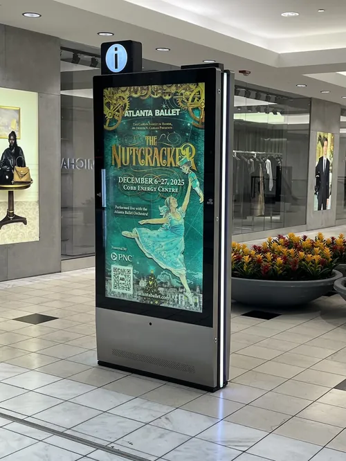 Digital advertisement for Atlanta Ballet Nutcracker in shopping mall by John Holder