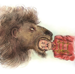 Ilustração de Beasting comendo cabeça de soldado