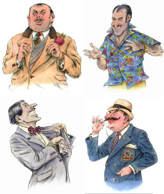 Design de personagens de diferentes expressões masculinas 