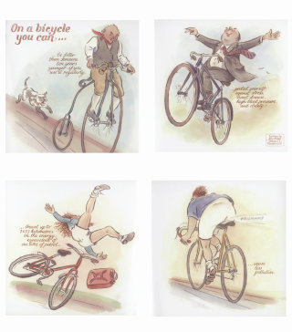 Ilustración de guión gráfico de un hombre en bicicleta