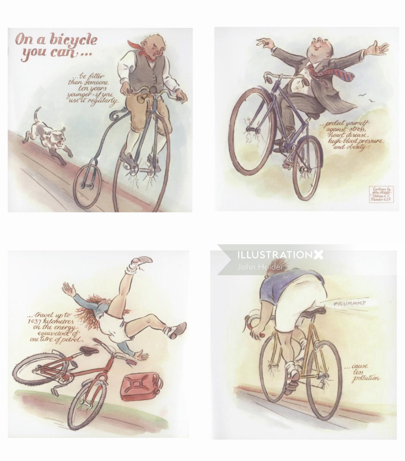 自転車に乗った男の絵コンテイラスト