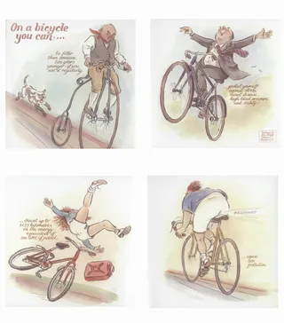 Storyboard illustration of man on a bicycle