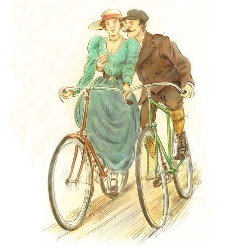 Couple on bicycle in romance by John Holder