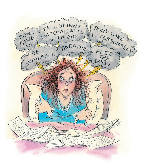 Cartoon & Humour woman with lot of papers