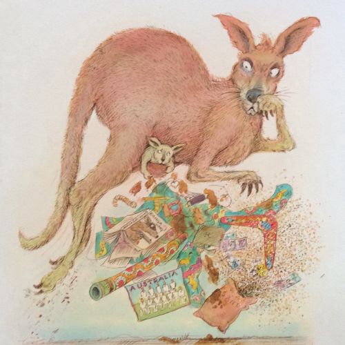 Kangaroo watercolor painting 