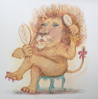 Ilustración de león cómico