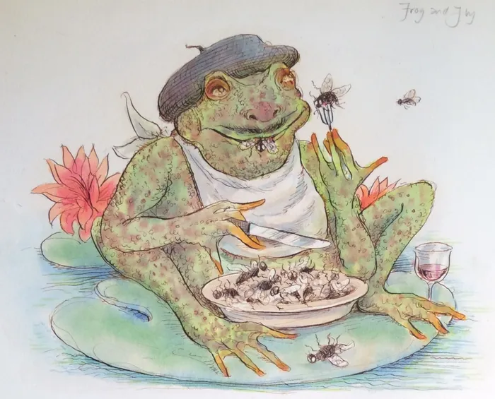 Cartoon & Humour frog having food