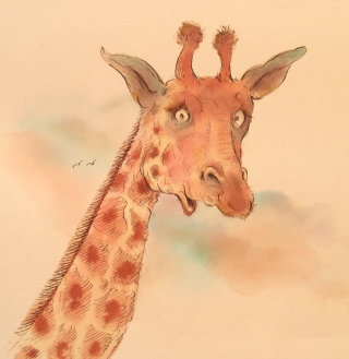 Pintura acuarela de jirafa.