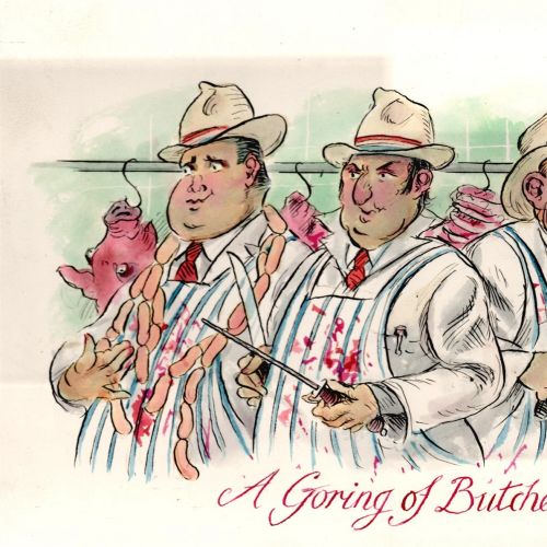 Watercolor drawing of A Goring of Butchers