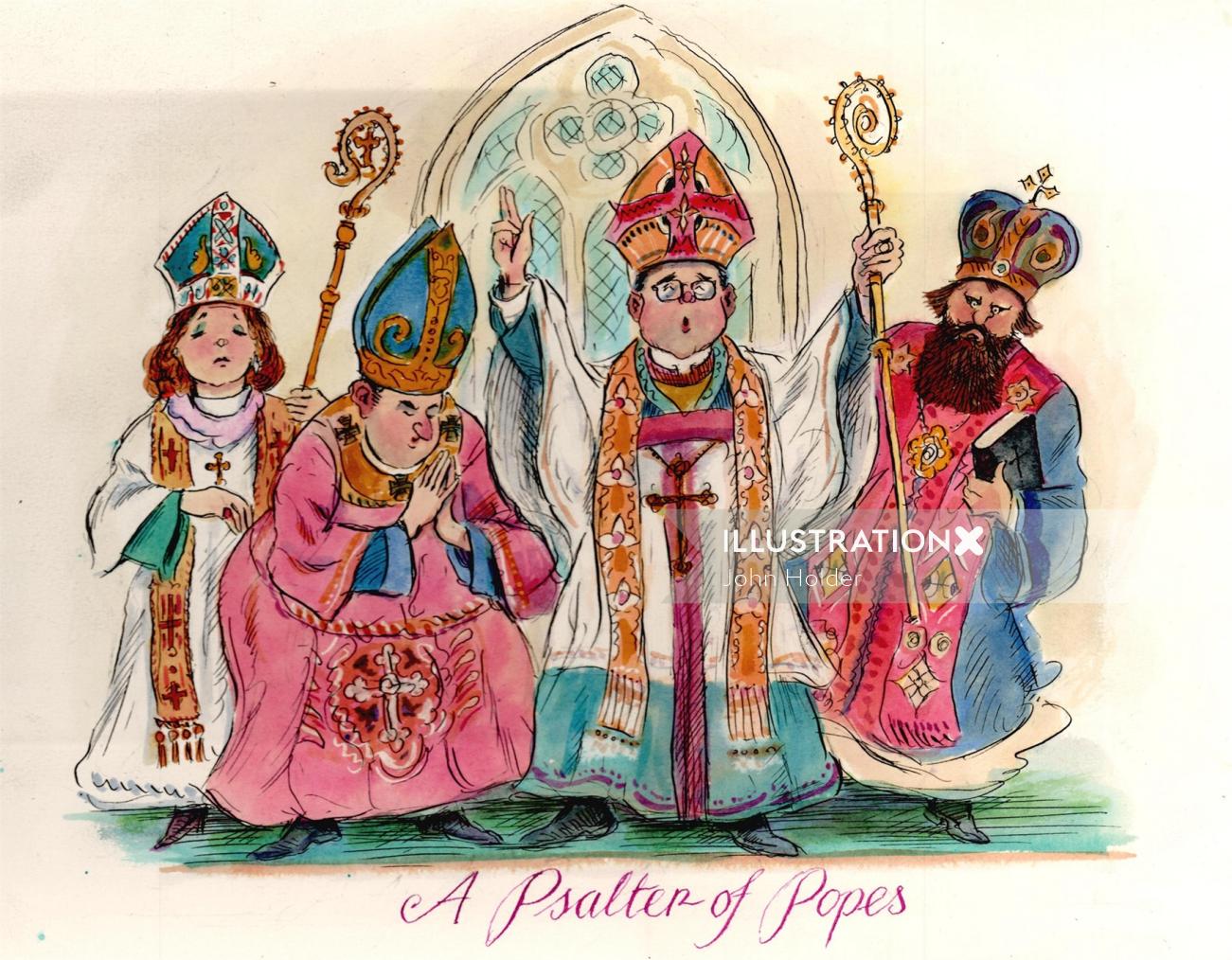 Cartoon & Humour A Psalter of Popes storybook painting