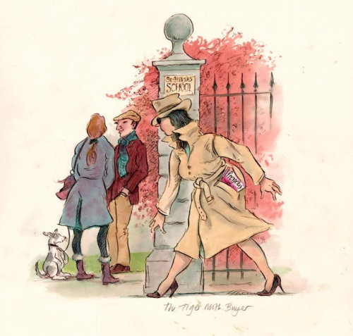 卡通与幽默的女性在公园散步