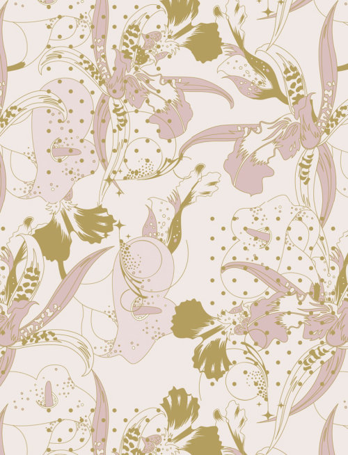 Graphic leaves and flowers pattern design