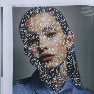 Graphic art on model face