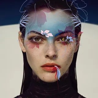 Fashion model with graphics on face