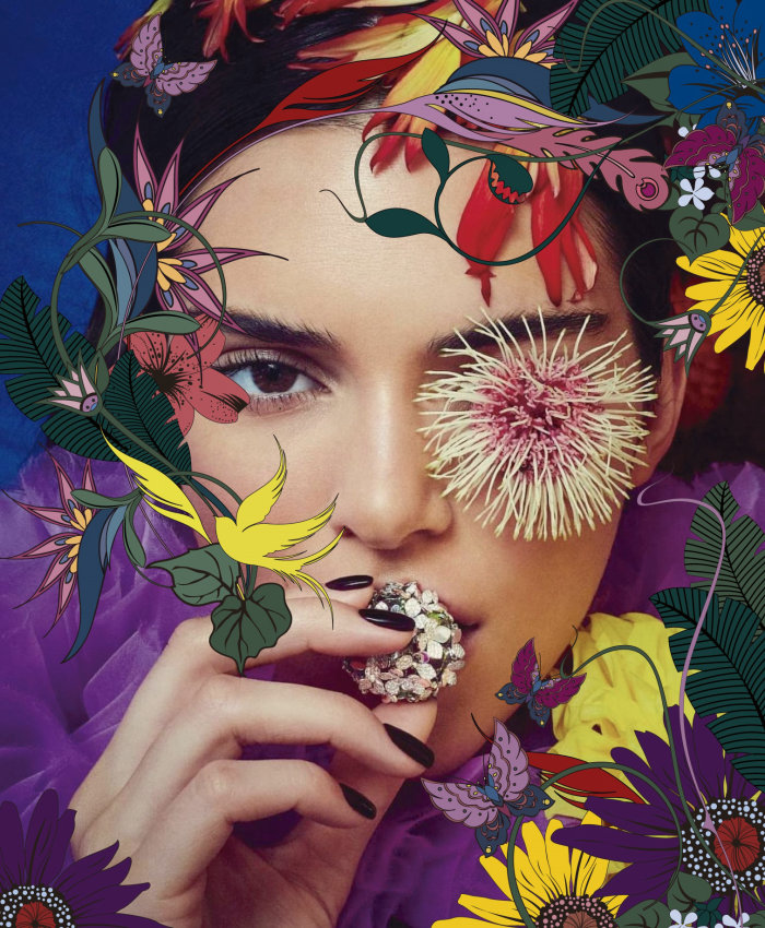 Fashion beauty with flowers