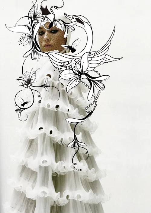 Fashion model with flowers art