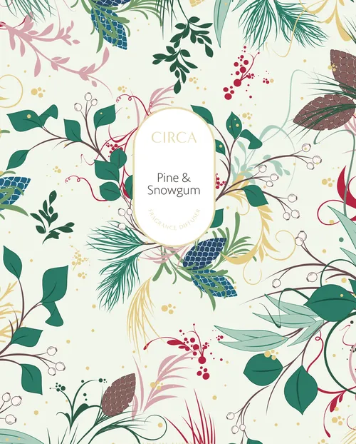 Botanical illustration of pine cones and snowgum leaves by Nadia Flower