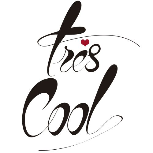 Calligraphy spelling tres cool with red heart detail by Nadia Flower