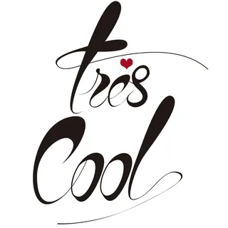 Calligraphy spelling tres cool with red heart detail by Nadia Flower