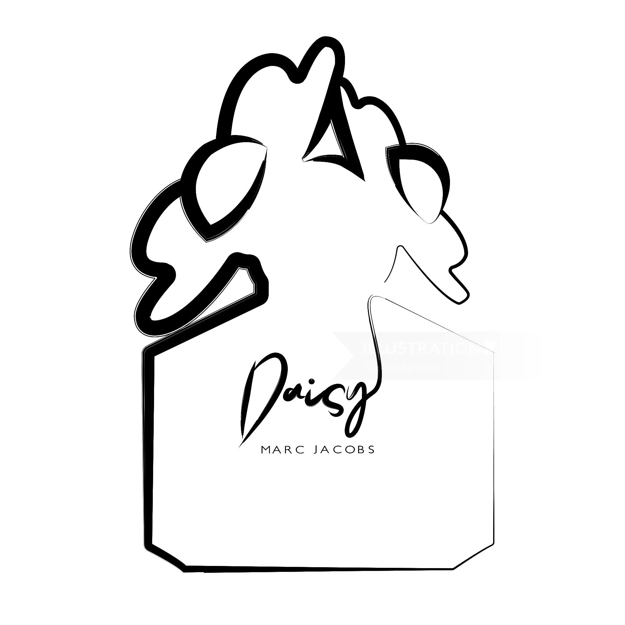 Dessin au trait minimaliste en noir et blanc d'une fleur avec texte Daisy
