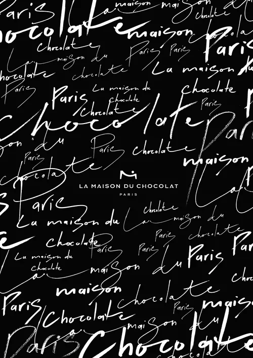 Handwritten text pattern with La Maison du Chocolat and Paris by Nadia Flower