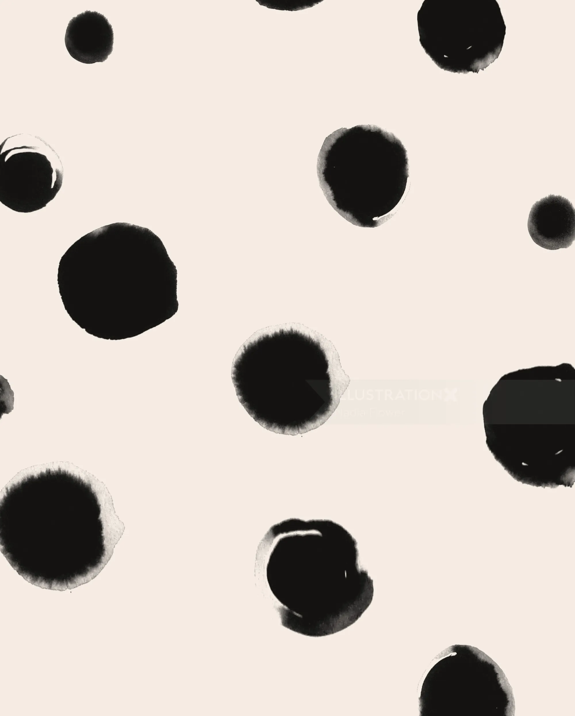 Abstract black ink blot pattern on beige background by Nadia Flower