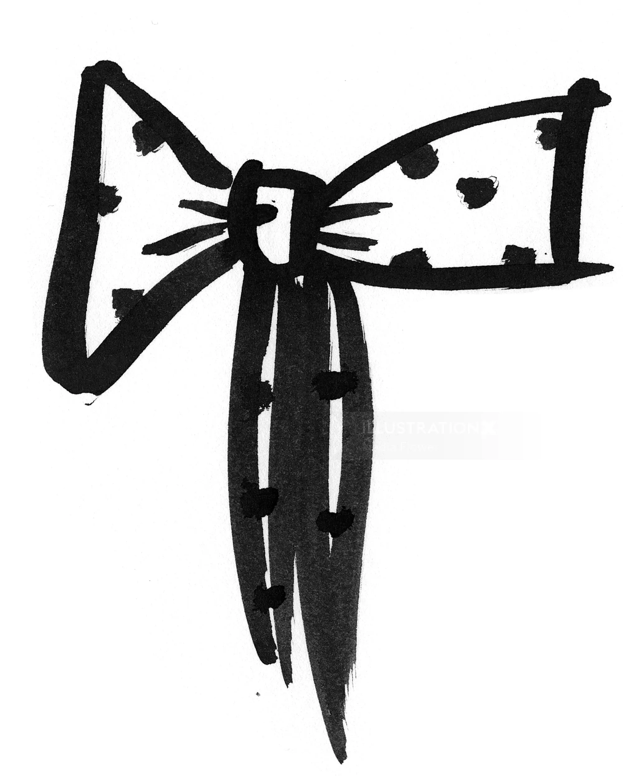 Black ink bow drawing by Nadia Flower