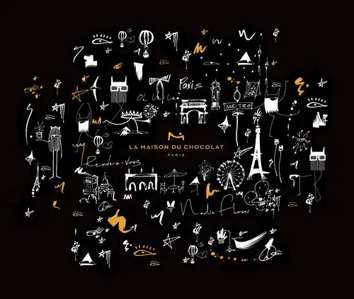 Paris-inspired graphic design by Nadia Flower for La Maison du Chocolat