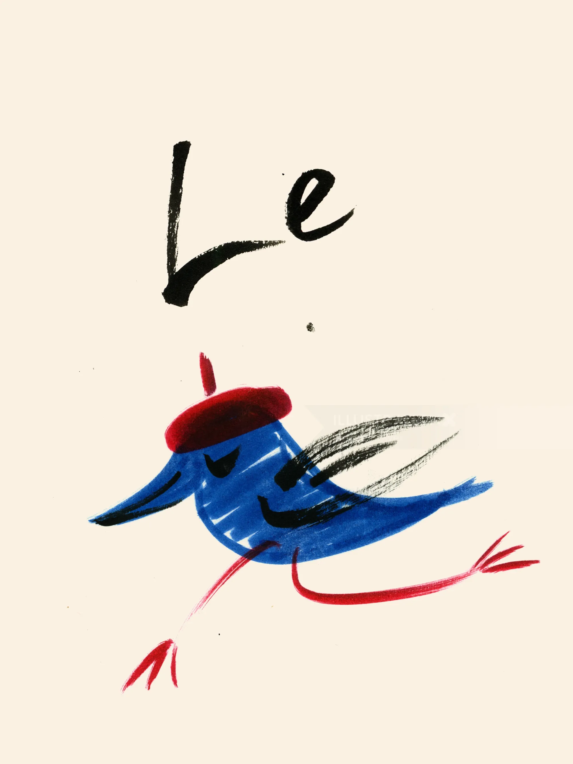 Blue bird wearing a red beret by Nadia Flower