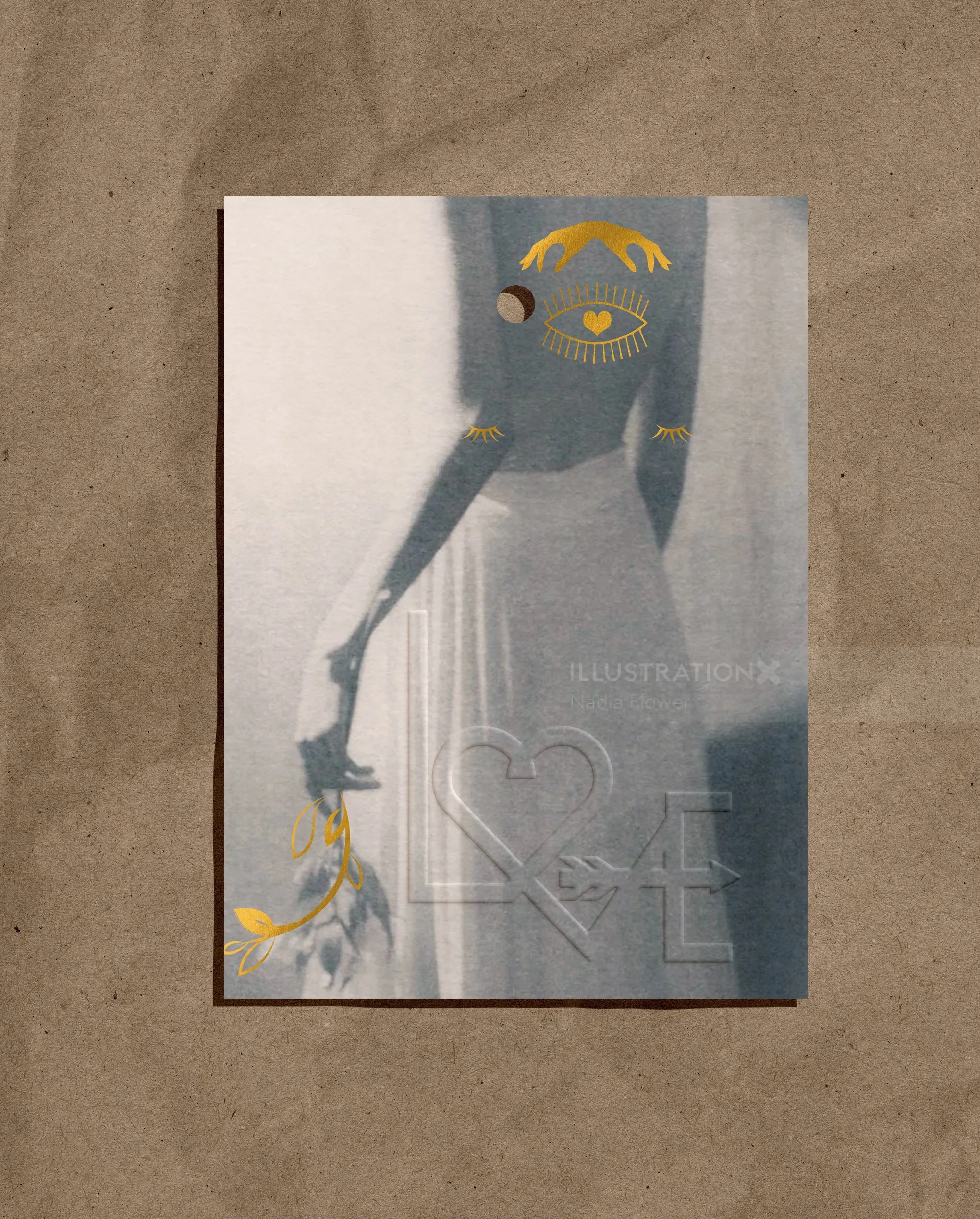 Monochrome woman with yellow floral artwork by Nadia Flower