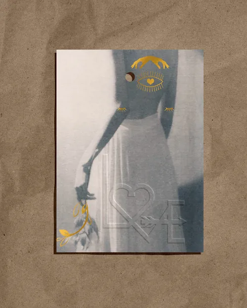 Monochrome woman with yellow floral artwork by Nadia Flower
