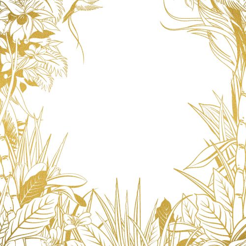 Golden botanical frame with leaves and flowers by Nadia Flower