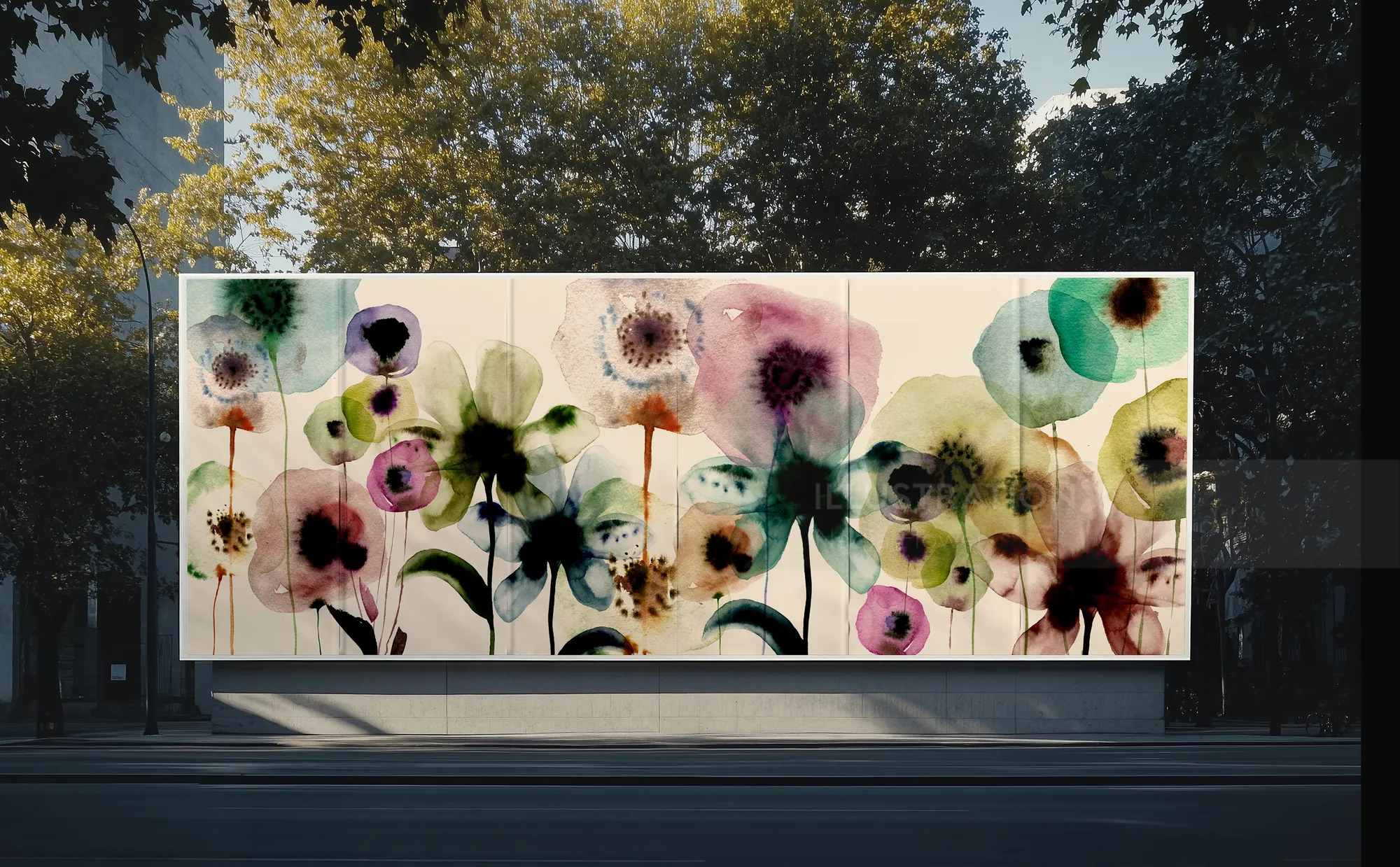 Abstract floral light installation by Nadia Flower displayed outdoors
