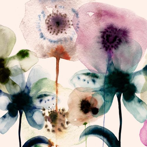 Abstract watercolor flowers in pastel colors by Nadia Flower