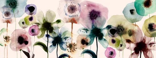 Abstract watercolor flowers in pastel colors by Nadia Flower