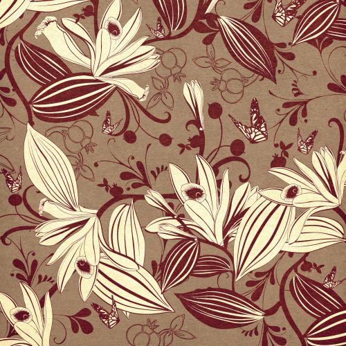 Floral pattern with butterflies by Nadia Flower
