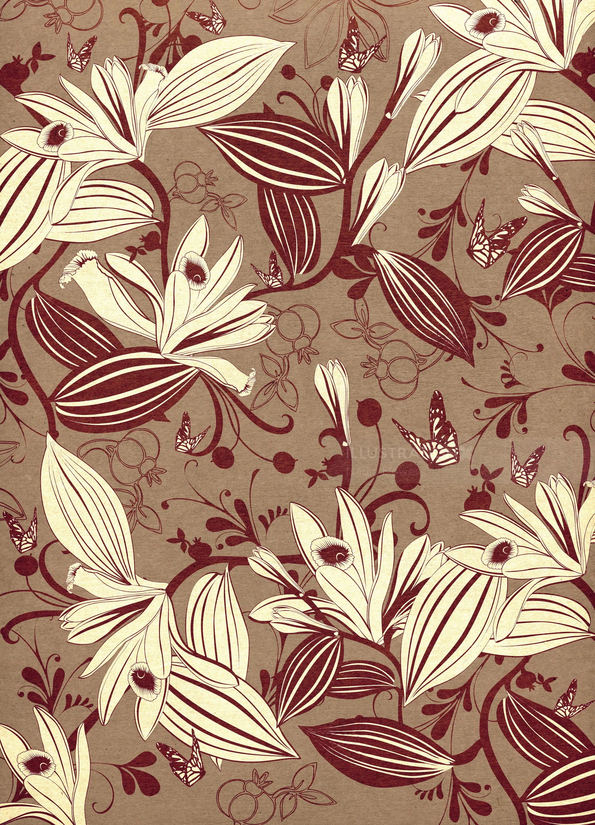 Floral pattern with butterflies by Nadia Flower