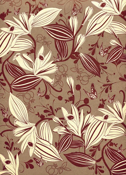 Floral pattern with butterflies by Nadia Flower