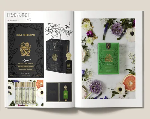 Floral perfume collection illustration by Nadia Flower for Clive Christian